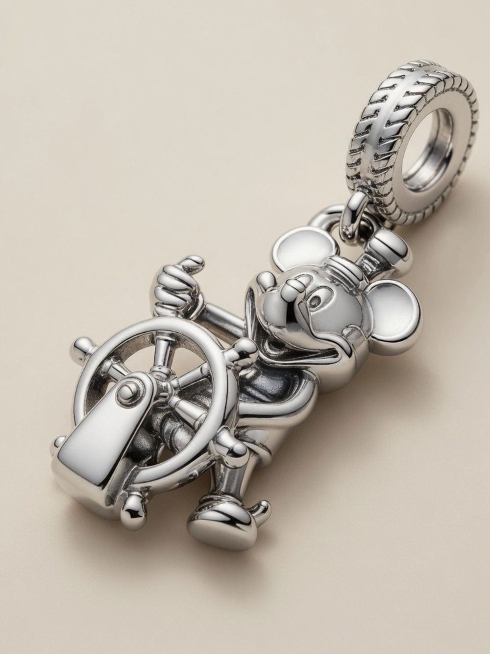 Sterling Silver Mickey Mouse Steamboat Charm Pendant